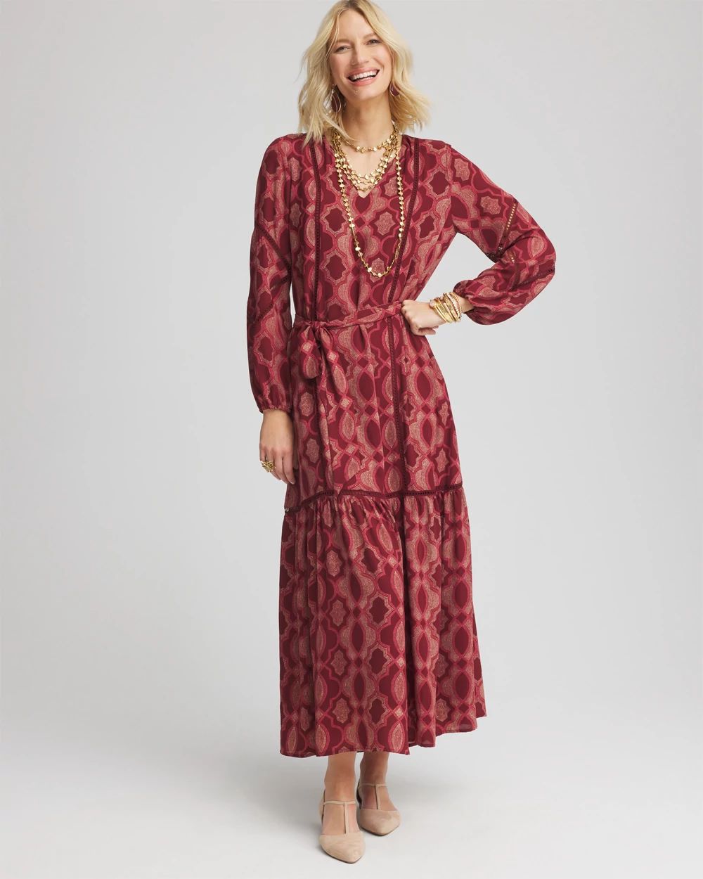 Floral Jacquard Tiered Dress | Chico's